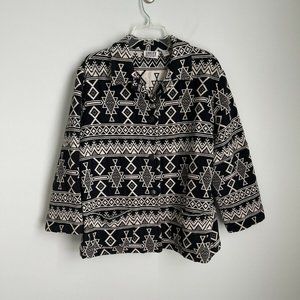 Chico's Design 2 Black Ivory Aztec Southwestern Print Knit Jacket